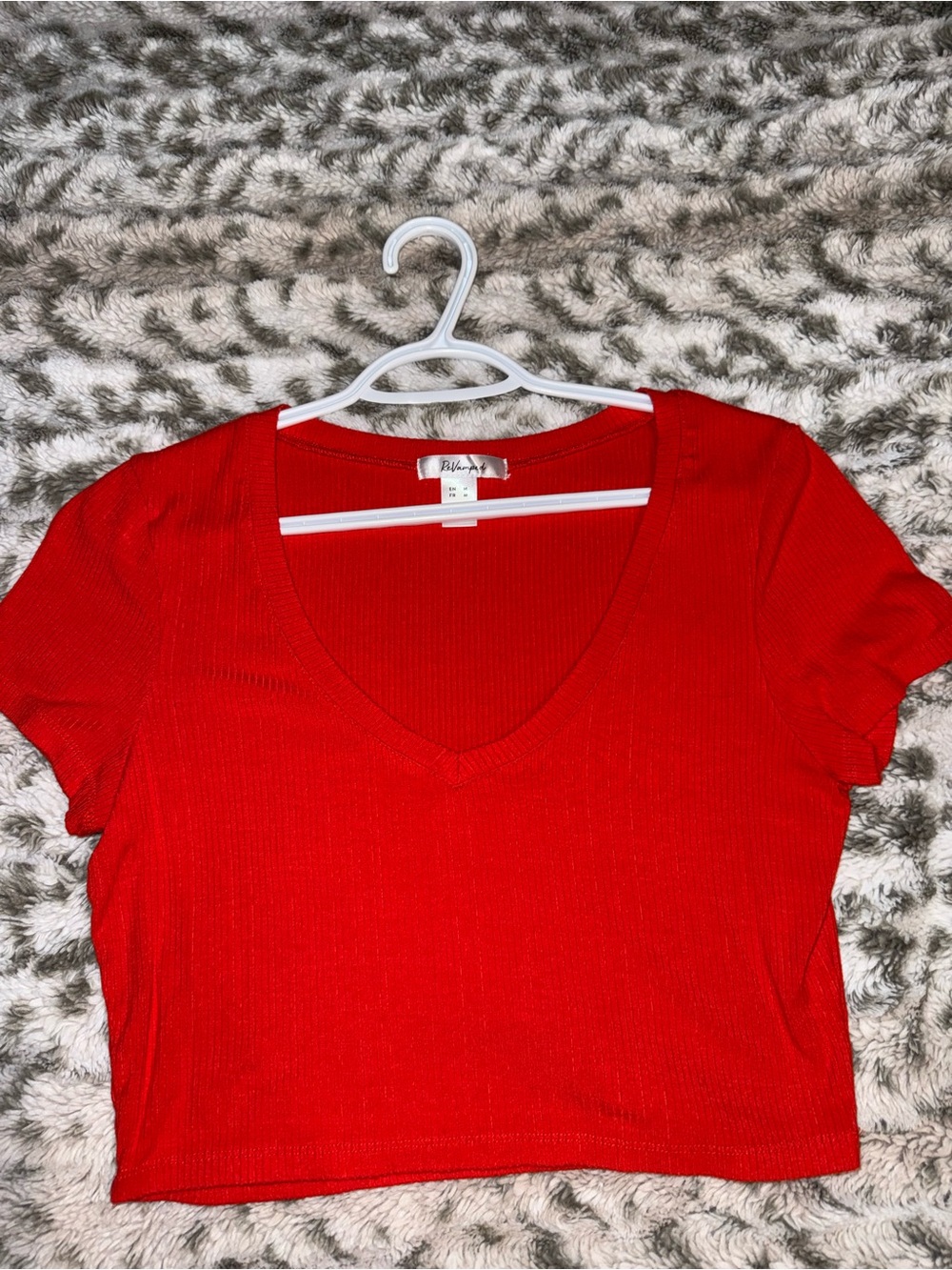 Revamped Red V-Neck Ribbed Crop Top